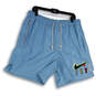 Mens Blue Flat Front Elastic Waist Pockets Drawstring Athletic Shorts Sz XL image number 1