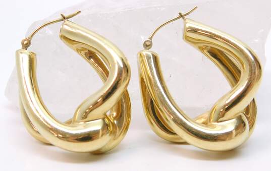 14K Yellow Gold Twisted Hoop Earrings 4.8g image number 3