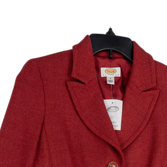 NWT Womens Red Notch Lapel Flap Pocket Long Sleeve Three Button Blazer Sz 8 image number 3