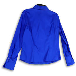 Womens Blue Long Sleeve Point Collar Regular Fit Button-Up Shirt Size 10 alternative image