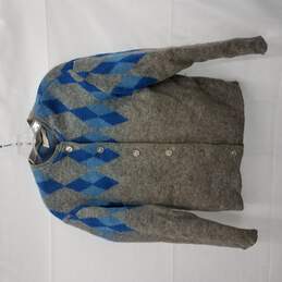 Original Iceland 100% Lambs Wool Argyle Cardigan Sweater - No Size
