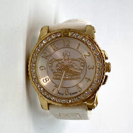 Designer Juicy Couture Pink Round Dial Clear Rhinestone Analog Wristwatch