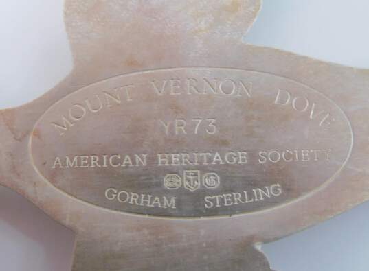 Vintage 1973 Gorham Sterling Silver Mount Vernon Dove Ornament 19.9g image number 5