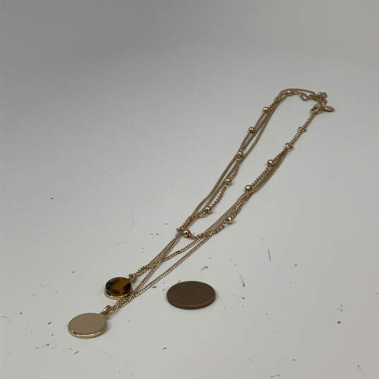 Designer J. Crew Gold-Tone Link Chain Triple Strand Clasp Pendant Necklace image number 3