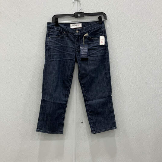 NWT Womens Blue Denim Medium Wash Pockets Regular Fit Cropped Jeans Size 26 image number 1
