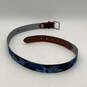 Mens Blue Leather Adjustable Single Tongue Buckle Waist Belt Size 34 image number 2