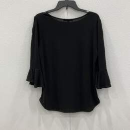 Womens Black Round Neck Quarter Sleeve Pullover Blouse Top Shirt Size M alternative image
