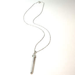 Designer Stella & Dot Silver-Tone Link Chain Plain Bar Pendant Necklace