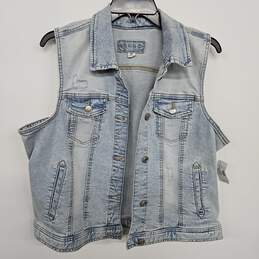 Blue Jean Collared Button Up Vest