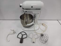 White KitchenAid Mixer w/ Accessories
