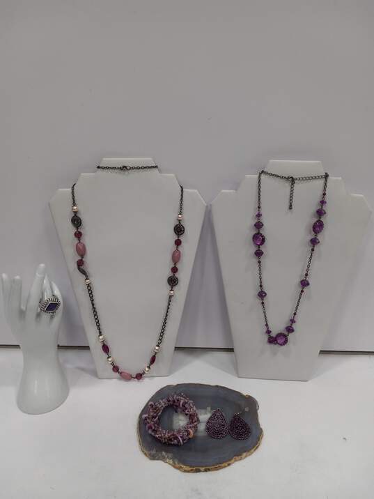 Assorted Purple Tone Fashion Jewelry Lot of 5 image number 1