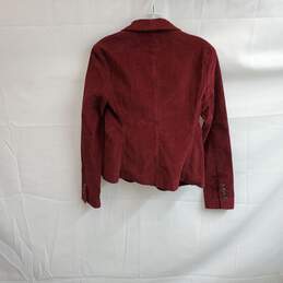 London Jean Burgundy Cotton Blend Corduroy Blazer Jacket WM Size 2 NWT alternative image