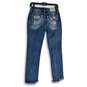 Womens Blue Embroidered Denim Distressed Straight Leg Jeans Size 26 image number 2