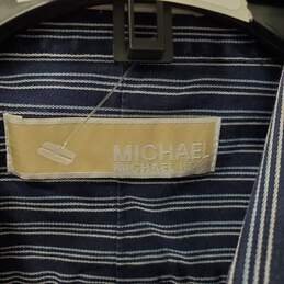 Michael Kors Men Blue Plaid Button Up Shirt XL