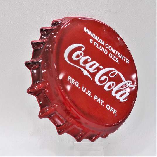Coca Cola Vintage Style Soda Bottle Cap Tin Embossed Advertising Sign image number 2