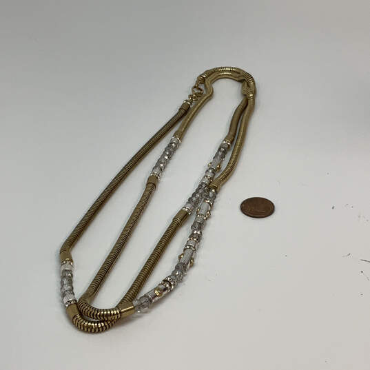 Designer Henri Bendel Tww-Tone Crystal Cut Stone Fashionable Chain Necklace image number 2