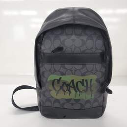 Coach Charles Pack Black Signature Leather with Graffiti Sling Bag