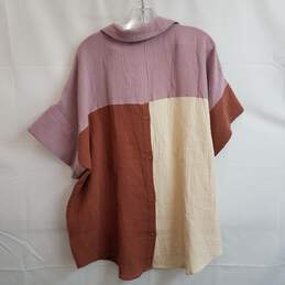 Colorblock cotton gauze camp shirt women's 1X alternative image