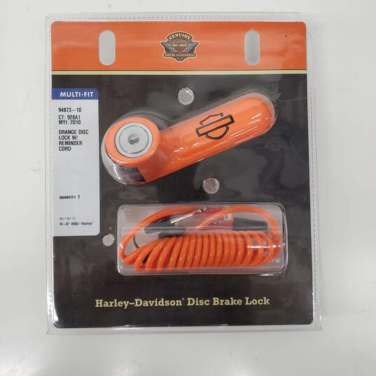 SEALED Harley Davidson Universal Orange Disc Brake Lock w Reminder C image number 1