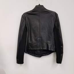 Womens Black Long Sleeve Asymmetrical Zipper Motorcycle Jacket Size Large alternative image