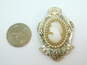 Vintage Coro Gold Tone Faux Seed Pearl Accent Cameo Brooch 14.2g image number 2