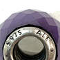 Designer Pandora S925 ALE Sterling Silver Purple Facets Murano Beaded Charm image number 5