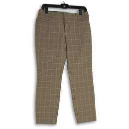 NWT Banana Republic Womens Brown Houndstooth Straight Leg Ankle Pants Size 6P