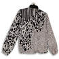 NWT Womens White Brown Animal Print Long Sleeve Pullover Blouse Top Size XS image number 2
