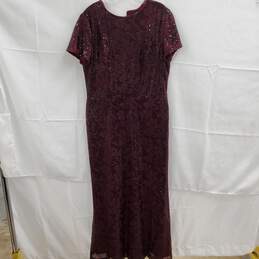 Lauren Ralph Lauren Burgundy Sequin Zip Back Dress Size 14