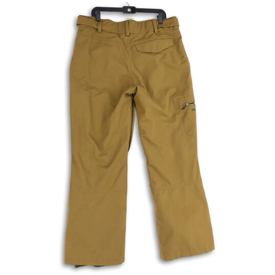 Mens Brown Flat Front Zipper Pocket Straight Leg Snow Pants Size Large image number 2