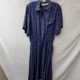 Jack Mulqueen Blue Silk Collared Maxi Dress Size 10