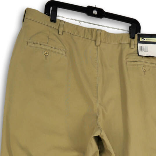 NWT Mens Tan Flat Front Straight Leg Slash Pocket Chino Pants Size 42/30 image number 4