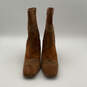 Womens Brown Leather Square Toe Block Heel Side Zip Ankle Boots Size 10 image number 2