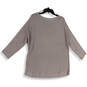 NWT Womens Gray Round Neck Long Sleeve Knitted Pullover Sweater Size Large image number 2