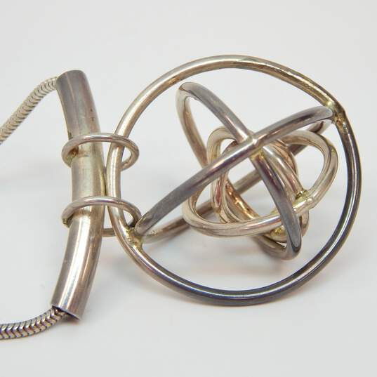 Artisan 925 Modernist Nested Open Spheres Pendant Snake Chain Necklace image number 2