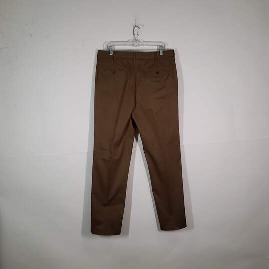 Mens Regular Fit Slash Pocket Straight Leg Flat Front Dress Pants Size 34 image number 2