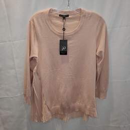 Adrianna Papell Pearl Blush Pleated Woven Back Sweater Women's Size S NWT
