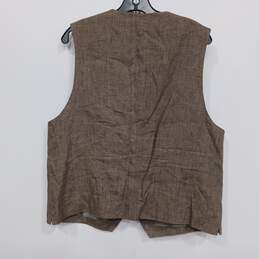 Men's Brown Linen Vest Size L alternative image