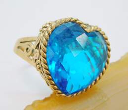 Sajen Bronze Faceted Blue Quartz Heart Swirl Ring 12.1g