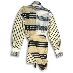 NWT Azura Womens Multicolor Striped Long Sleeve Collared Mini Dress Size Small alternative image