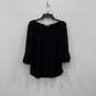 Womens Black Round Neck Quarter Sleeve Pullover Blouse Top Shirt Size M image number 1