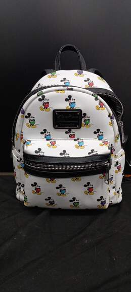 Loungefly Disney Parks White Leather Backpack w/Mickey Mouse Designs