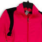 Womens Pink Black Thumb Hole Mock Neck Pockets Full-Zip Track Jacket Sz XS image number 3