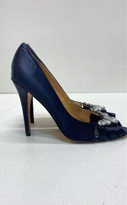 Badgley Mischka Caroline Satin Embellished Heels Black 10
