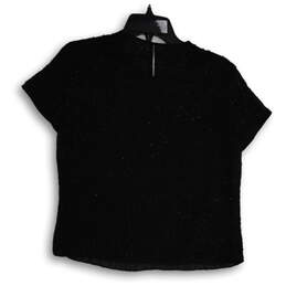 NWT Womens Black Beaded Round Neck Short Sleeve Blouse Top Size 6 alternative image