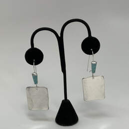 Designer Robert Lee Morris Silver-Tone Square Shape Fish Hook Drop Earrings