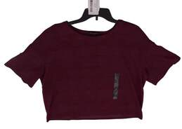 Womens Burgundy Round Neck Short Sleeve Knitted Pullover Shirt Size XL