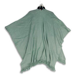 NWT Womens Green Tight-Knit Fringe Hem Open Front Cape Sweater One Size alternative image