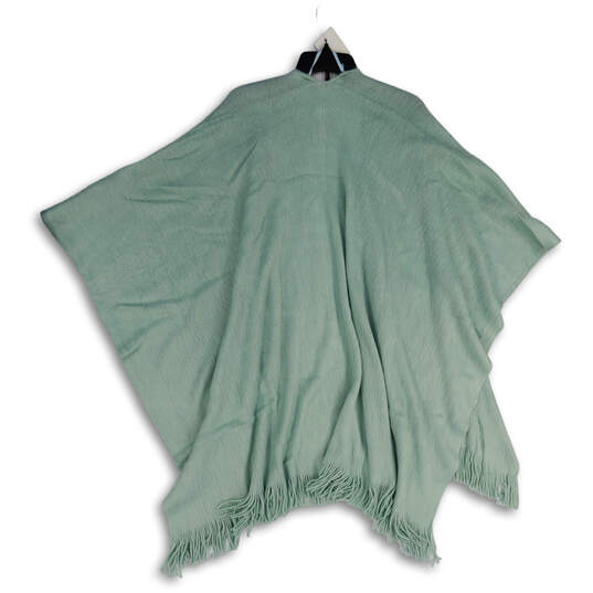 NWT Womens Green Tight-Knit Fringe Hem Open Front Cape Sweater One Size image number 2