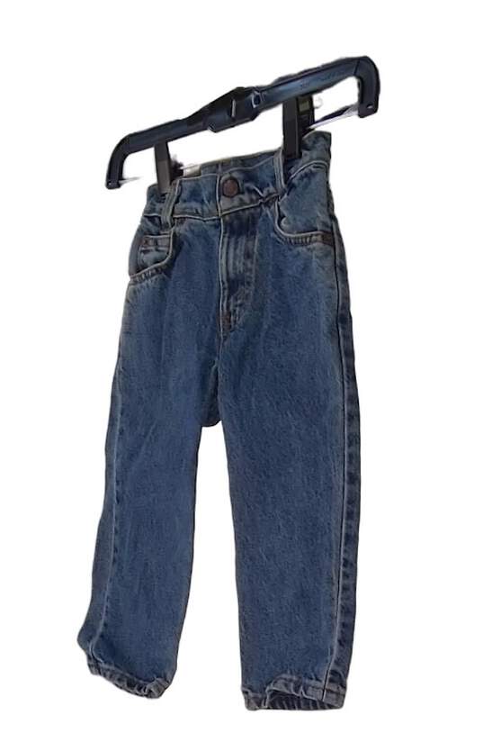 Unisex Kids Blue Pockets Medium Wash Relaxed Fit Denim Straight Jeans Size 4 image number 2